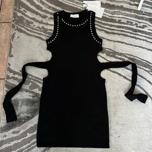 Gaelle Paris Mini Black Party Dress With Cutouts on the Side